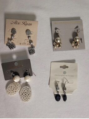 Fashion Earring Lot 4 Pairs NWT Chicos Alex Ryan Dangle Drop Stud Statement